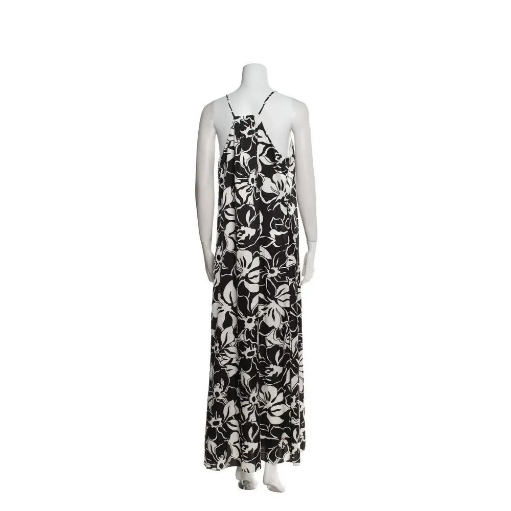 NICOLE MILLER Sleeveless Floral Print Satin Maxi Dress Sz M NWT/001